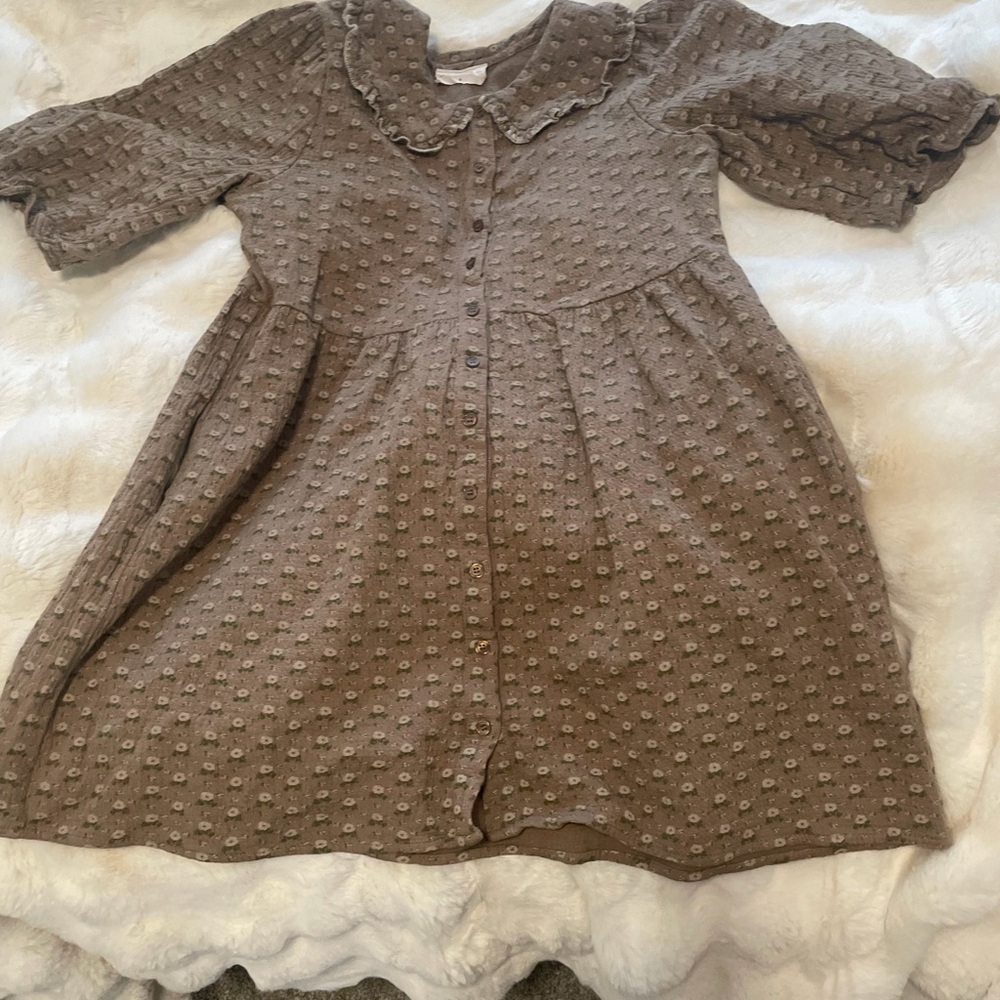 Elegant Brown Textured Women's Dress